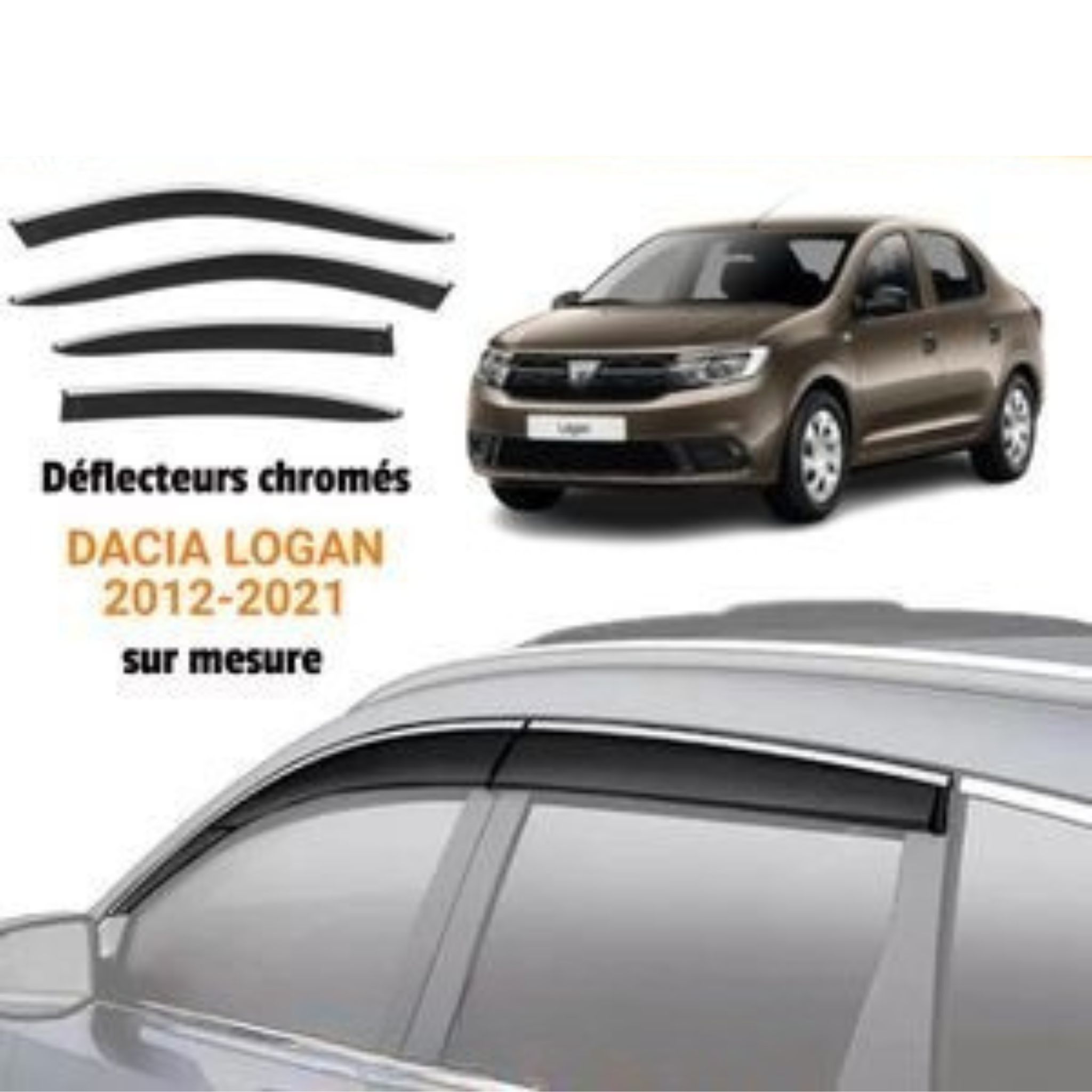 Déflecteurs d'Air avec Chrome (Bulles) - Dacia Logan 2 (2013-2021) - 4 Pièces