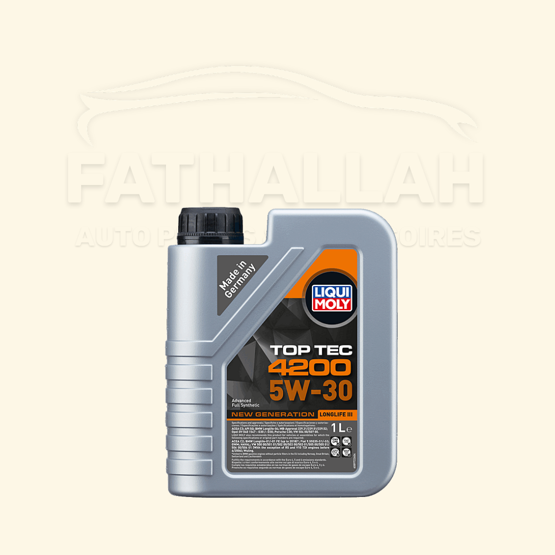 Bidon d'appoint d'huile moteur Liqui Moly Top Tec 4200 5W-30 1 Litre normes VW 504 00 507 00