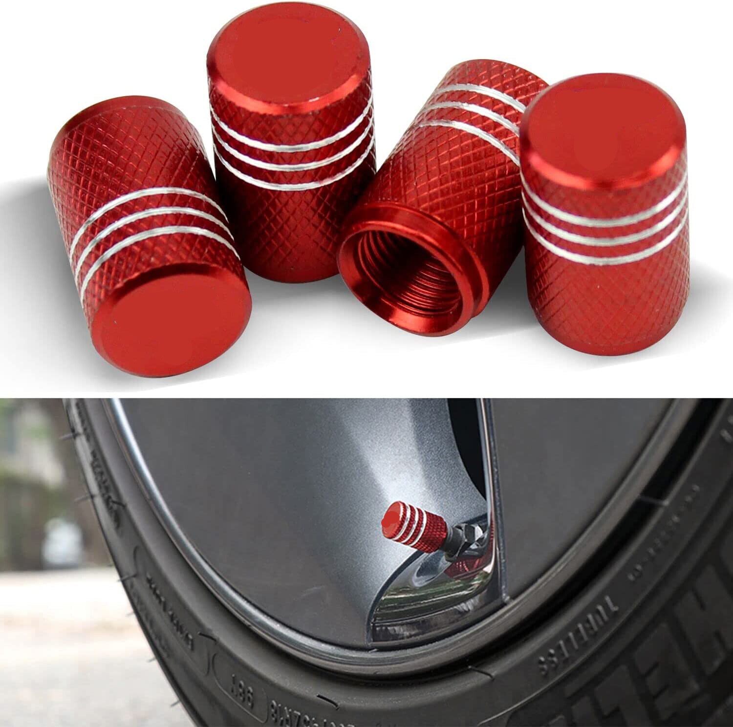 Bouchons de valve pneu voiture aluminium rouge protection tuning Maroc