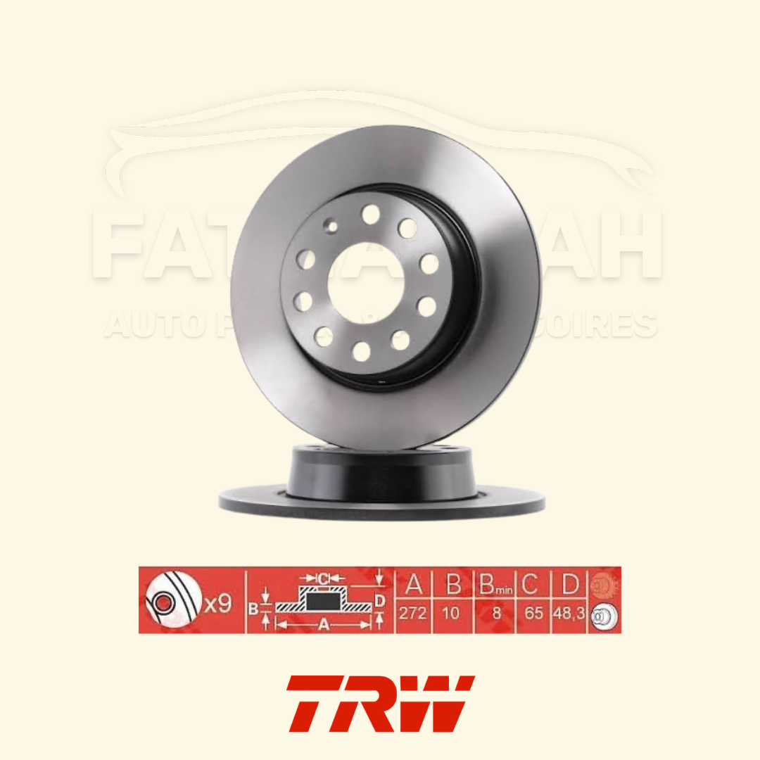 Jeu de 2 disques de frein arrière TRW DF7911 OEM 5Q0615601D peints en noir pour VW Audi Skoda Seat Cupra