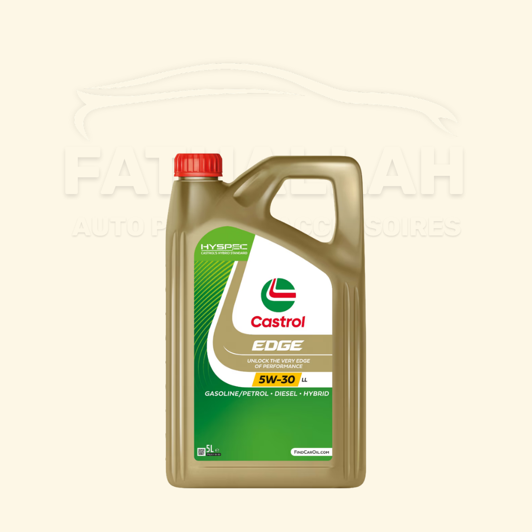 Bidon de 5 Litres d'huile moteur synthétique Castrol Edge 5W-30 LL pour moteurs essence et diesel chez Fathallah Auto Maroc.