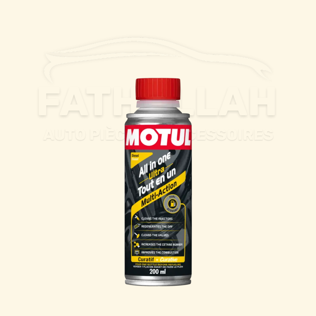 Flacon d'additif nettoyant MOTUL ALL IN ONE ULTRA DIESEL 200 ml pour système d'injection
