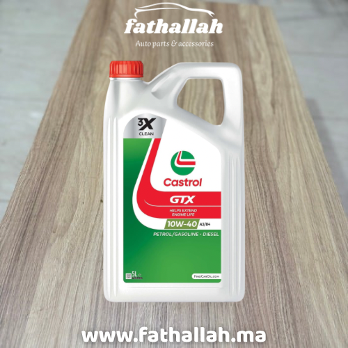 Bidon 5L huile moteur Castrol GTX 10W-40 semi-synthétique essence diesel Maroc