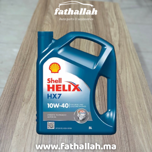 Bidon 5L huile moteur Shell Helix HX7 10W-40 synthétique nettoyage actif Maroc